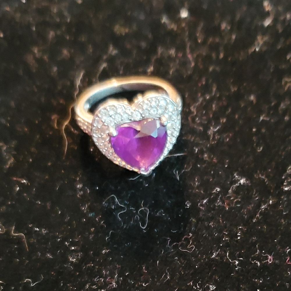 Purple Amethyst heart ring